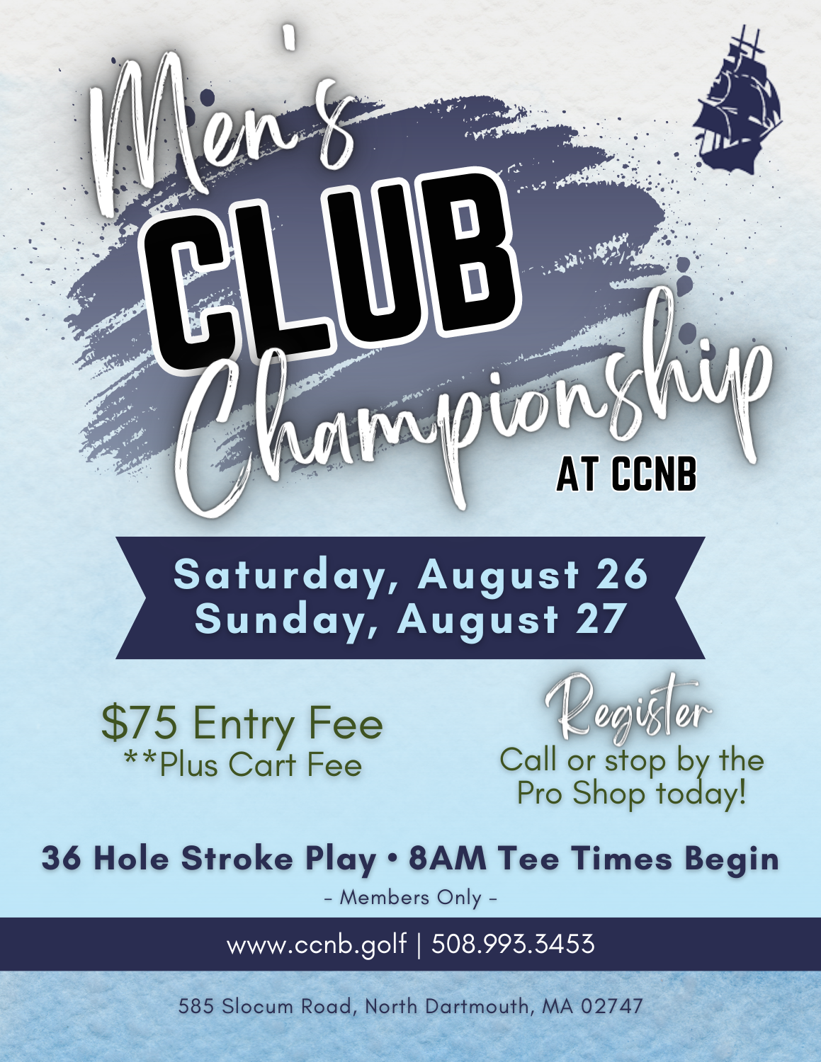 CCNB Mens Club Championship flyer